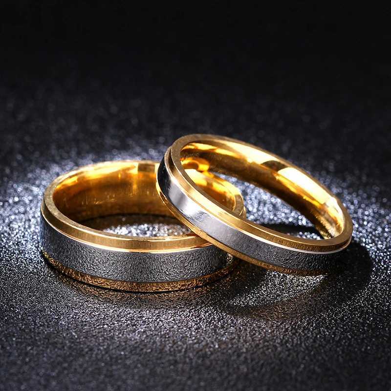 4mm 6mm Couple Ring Gold-Color Jewelry for Women Man Titanium Steel Lover Ring Personalized Ring Customize Ring Engraved RingX240921