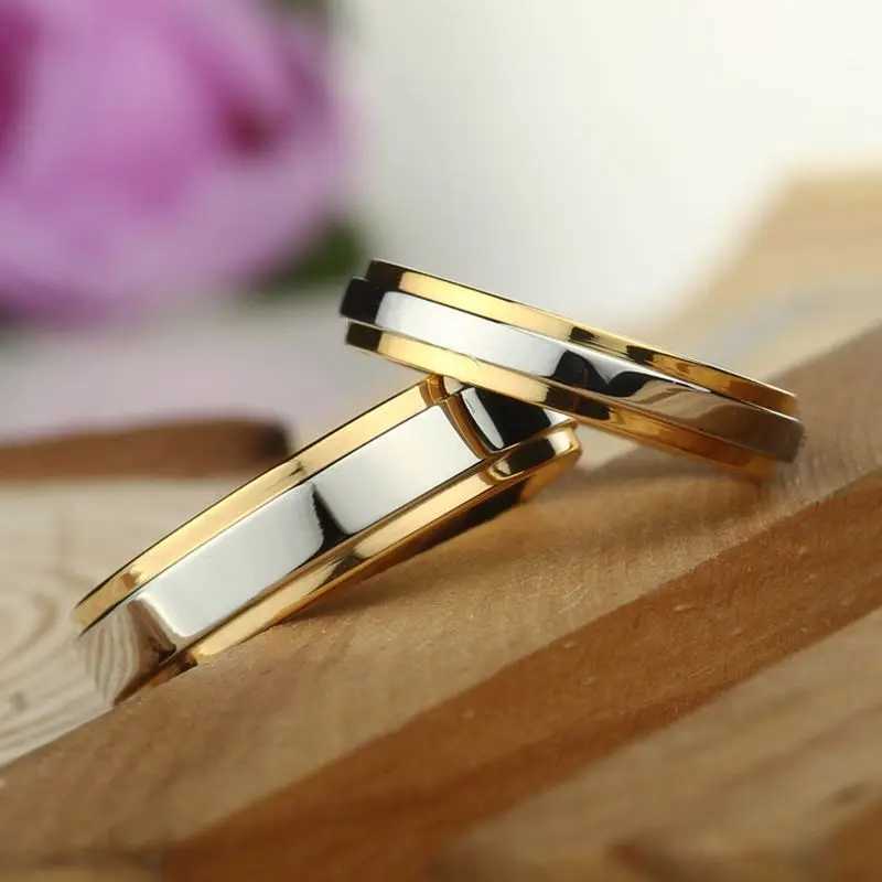 4mm 6mm Couple Ring Gold-Color Jewelry for Women Man Titanium Steel Lover Ring Personalized Ring Customize Ring Engraved RingX240921