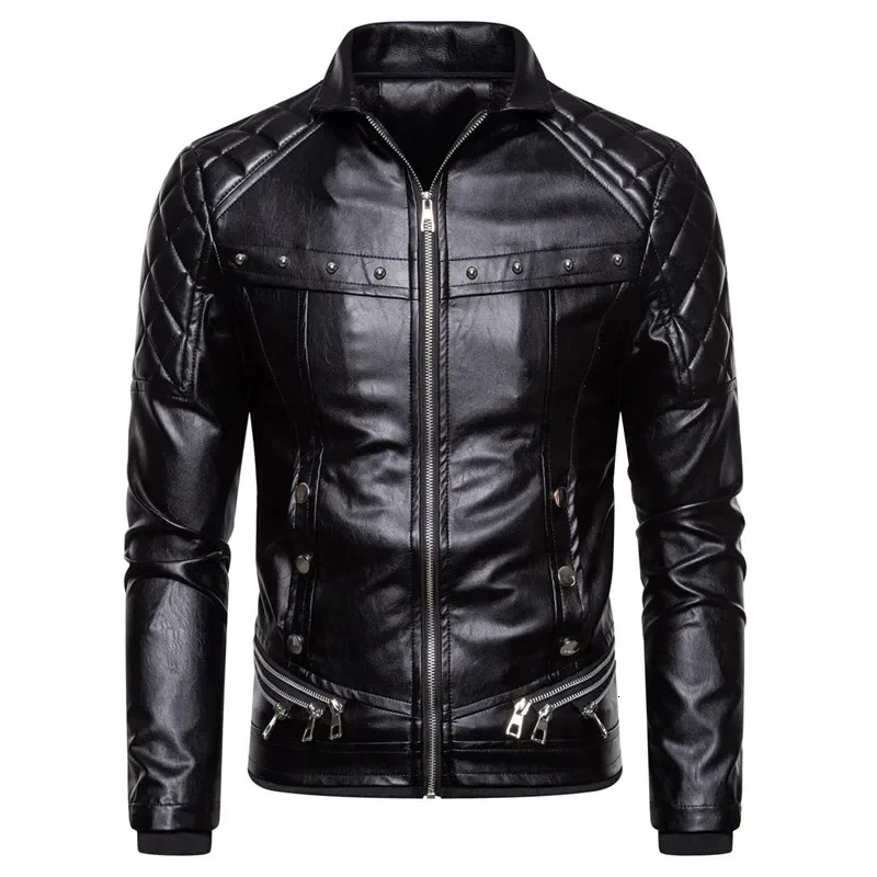 2023 Autumn Suede Collar Removable Slim Fit Men's Warm Pu New Motorcycle Bomber Wool Leather Jacket EUR 2Xl
