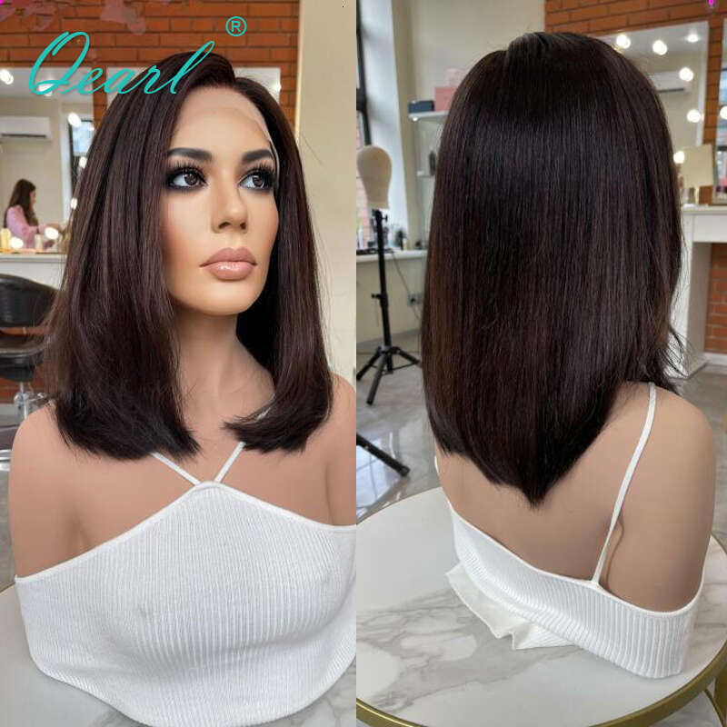 Straight Short Bob Frontal 13x4 Real Human Hair Wigs for Women Brown Ombre Blonde Glueless Virgin Lace Wig 150% Qearl