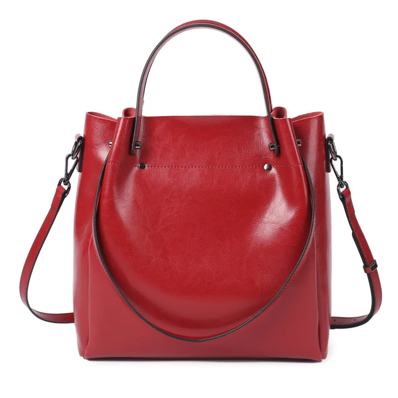 Designer Genuine Leather Tote Bag for Women TLXT Large Capacity High Quality Cowhide Women's Shoulder Bags Wrinkled Opening Fashion Handbag Desig