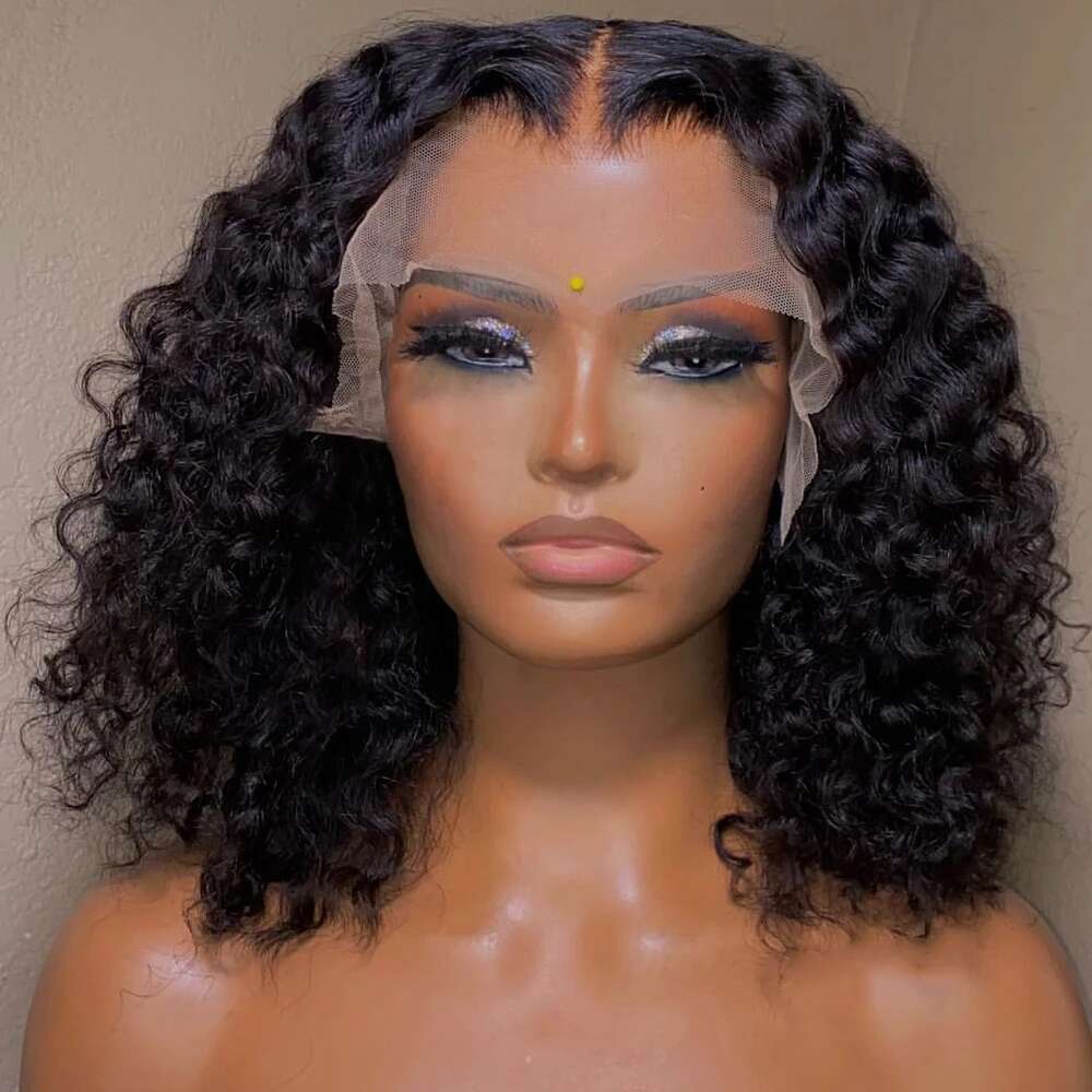 13X4 Short Bob Wig Brazilian Water Wave Lace Frontal Human Wigs for Women Perruque Cheveux Humains Deep Curly Hair On Sale
