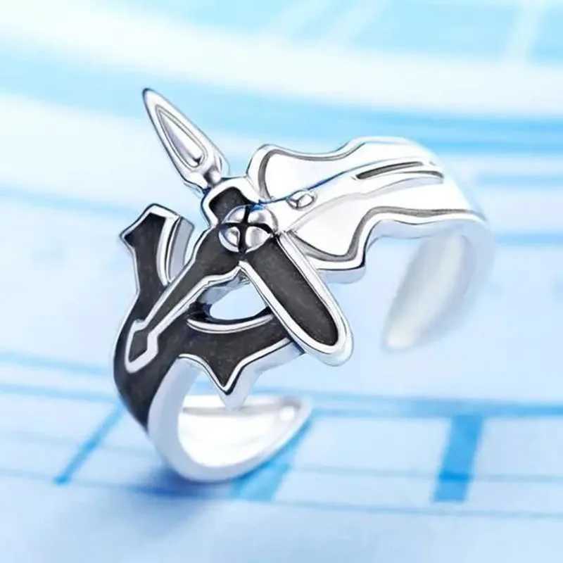 Sword Art Online Retro Kirito Asuna Cross Metal Ring Fashion Men and Women Couple RingsX240921