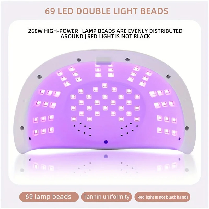 268W UV LED Nail Lamp Professional Nail Dryer Gel UV Light for Nails with 4 Timers and LCD Auto Sensor for Salon and Home 240914