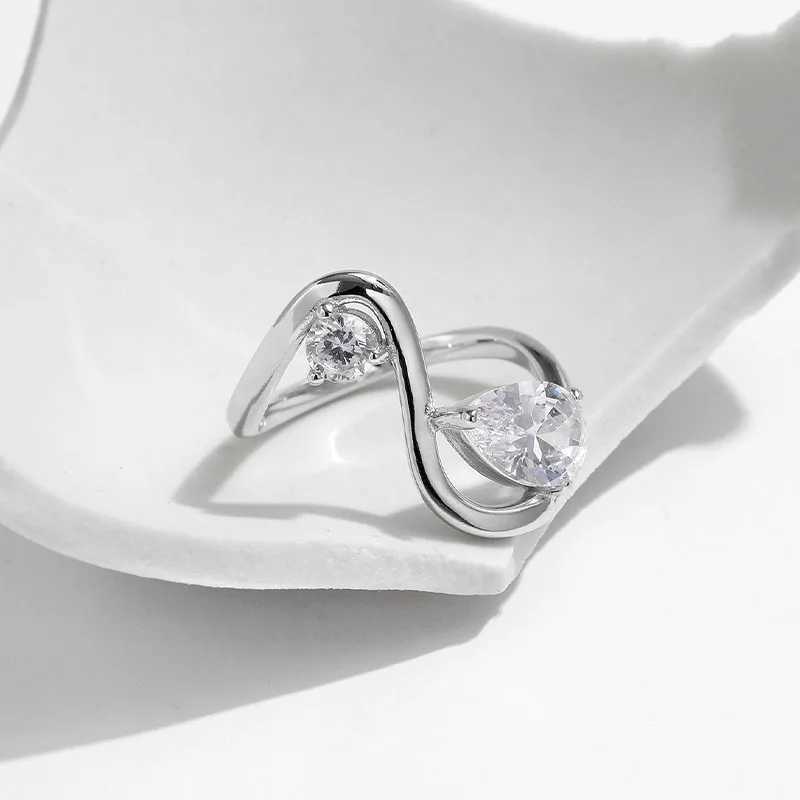 Hypoallergenic 925 Sterling Silver Ring For Women Water Droplet Zircon wedding Ring Anniversary Gift Irregular Exquisite JewelryX240921