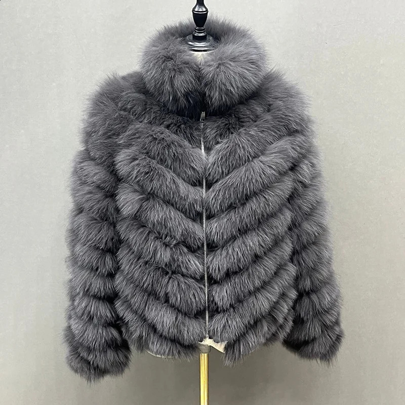 Women Fox Fur Coats Winter Thick Warm Reversible Coat Double Side Jacket Natural Fur Jackets 240911