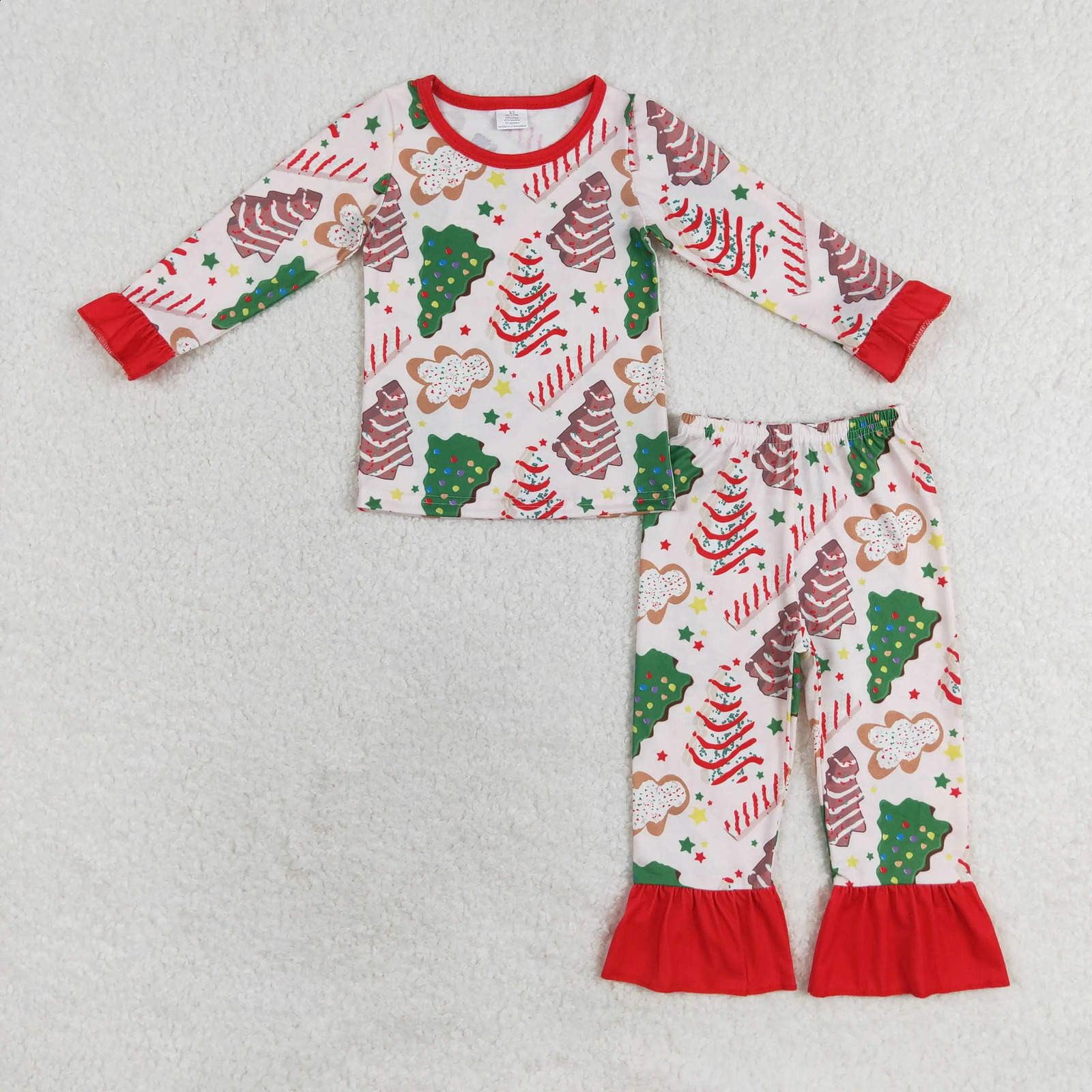 Wholesale Baby Girl Christmas Santa Pajamas Children Sleepwear Long Sleeve Shirt Set Kid Cactus Pants Toddler Western Outfit 240911
