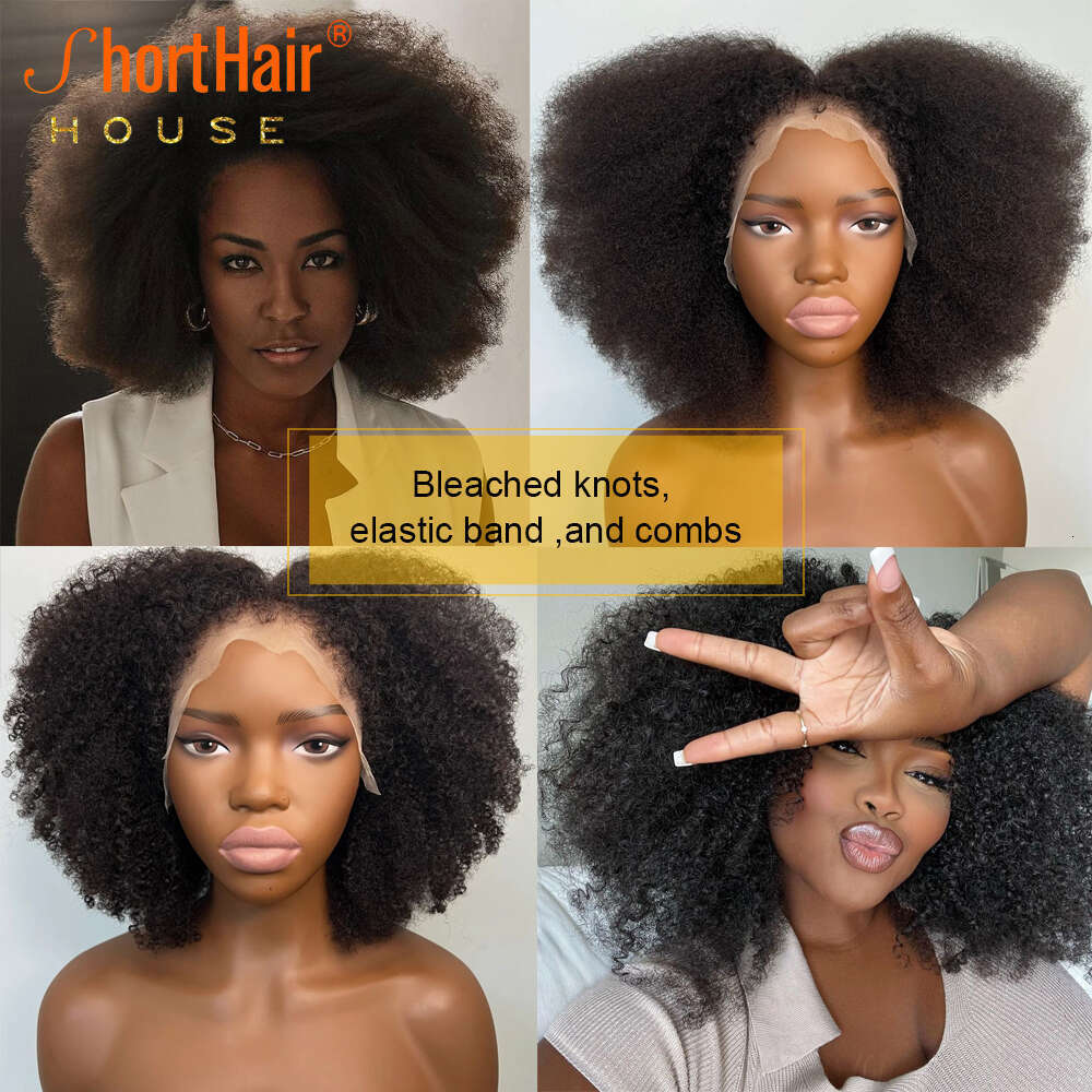 Afro Curly Full Human Hair With 4B Haire Invisible 360 Lace Frontal Wigs for Women Brazilian Wig 250 Density Fluffy