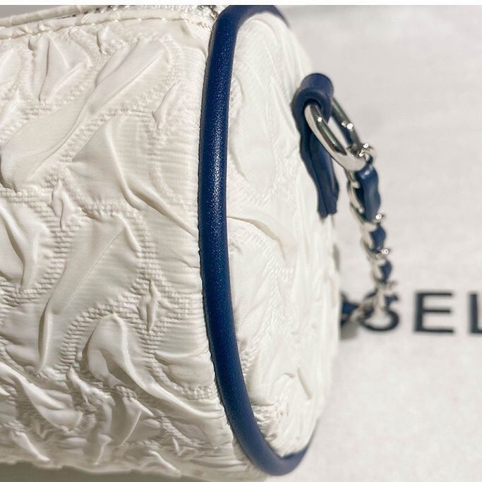 Fashionable and trendy high-end small round bag 2024 new pleated cylindrical bag chain shoulder bag
