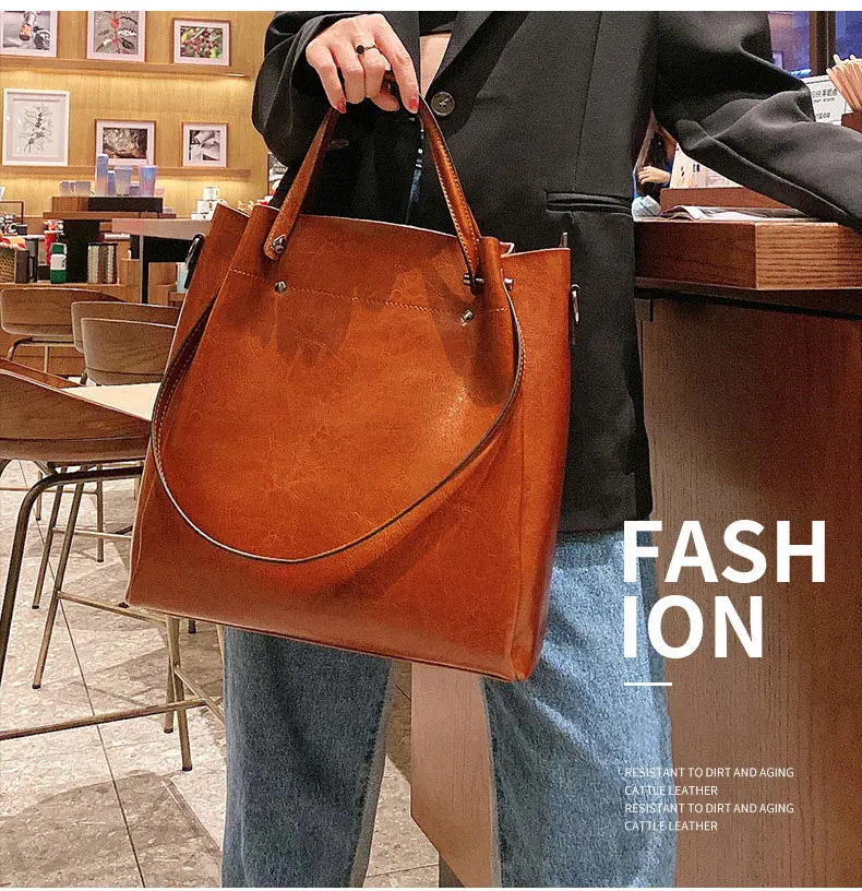 Designer Genuine Leather Tote Bag for Women TLXT Large Capacity High Quality Cowhide Women's Shoulder Bags Wrinkled Opening Fashion Handbag Desig