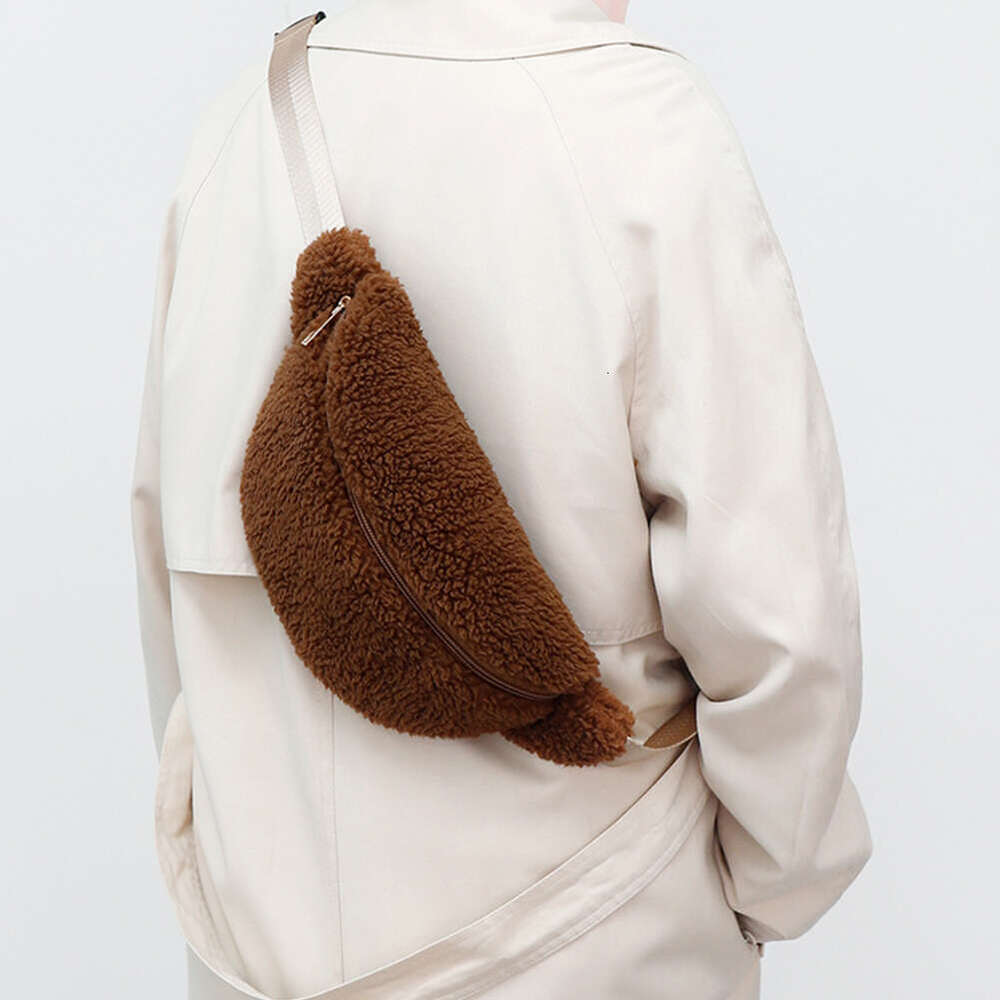 Designer bag Women's plush chest bag banana bag fuzzy cross body bag fluffy sling bag angry shoulder bag men's travel phone pure winter bag 