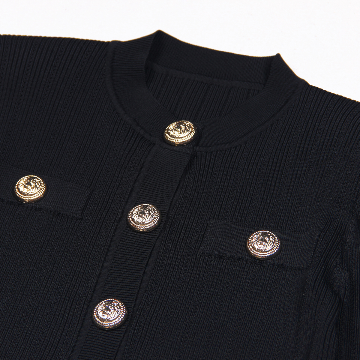 Quality Spot 2024 Spring And Autumn New Long Sleeve Short Round Neck Cut-Out Knit Top Fashion Cardigan Jacket Women