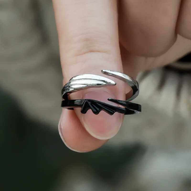 2Pcs Anime Angel Demon Couple Rings for Women Men Fashion Animal Adjustable Open Ring Promise Matching Couple Ring Party GiftsX240921