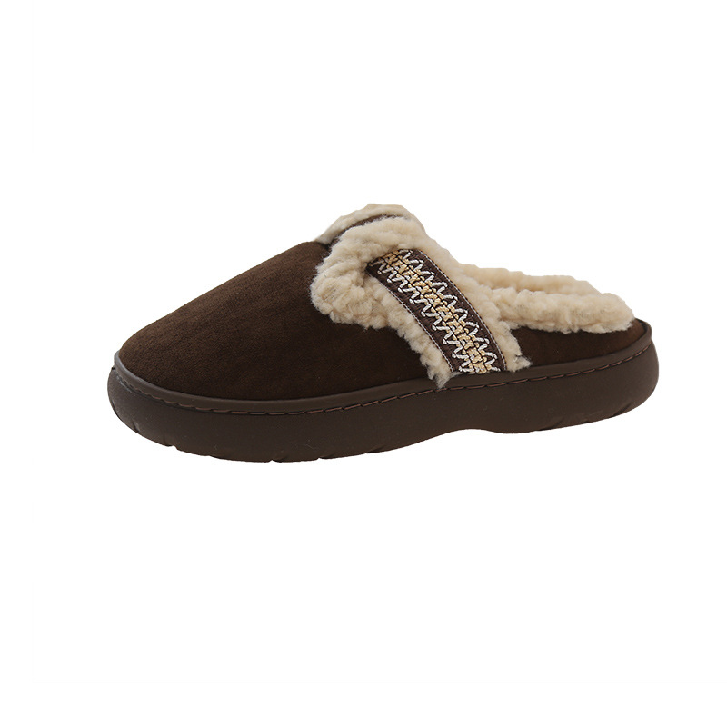 2024 new free shipping cotton Slippers mop suitable for women's thick bottomed height increasing cotton mop with plush insulation