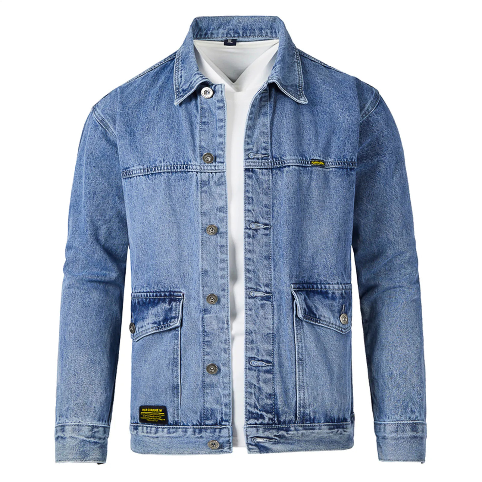 Mens denim jacket ultrathin suitable for inner pocket mens casual hiphop loose single chest open top 240921