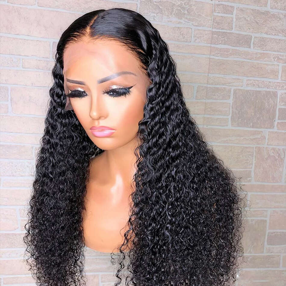 Malaysian Pre Plucked 13x4 Water Curly Wave Frontal Human Hair Wigs For Women 32 inch Lace Front Wig