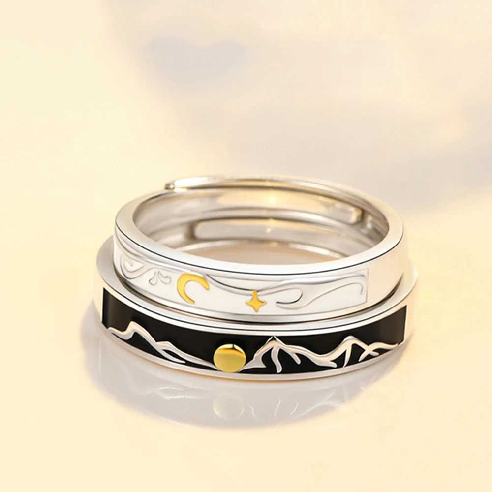 Fashion Sun and Moon Couple Ring Open Adjustable Ring For Woman Men Lover Anniversary Gifts JewelryX240921