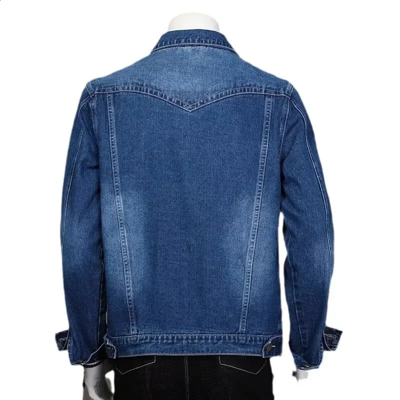 Fashionable mens denim jacket Korean style casual fashion youth long sleeved lapel vest streetwear 240921