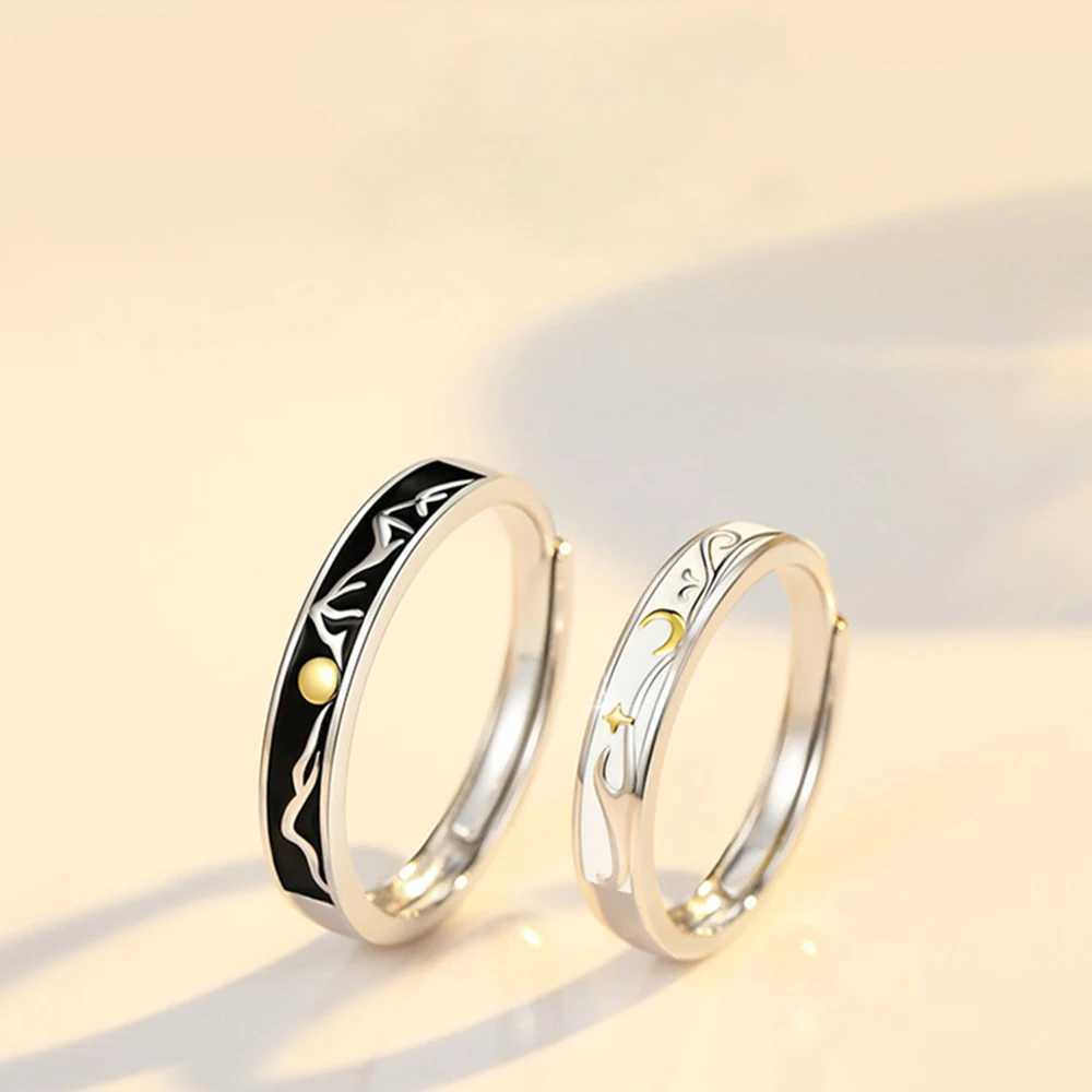 Fashion Sun and Moon Couple Ring Open Adjustable Ring For Woman Men Lover Anniversary Gifts JewelryX240921