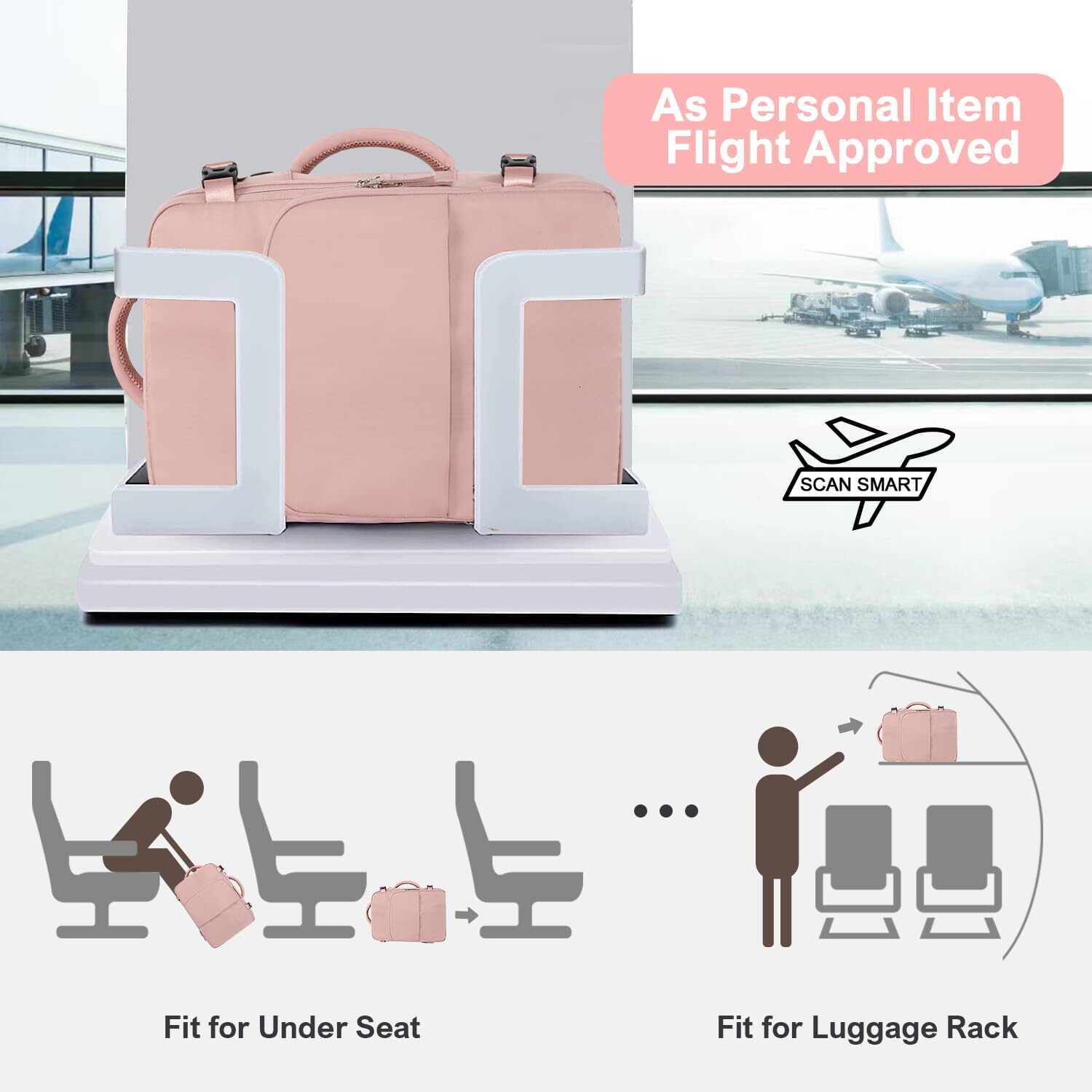 Women, Flight Approved Carry On Backpack with USB Charging Hole, Lightweight Travel Bag, Waterproof Causal Bookbag for College, Travel, Work