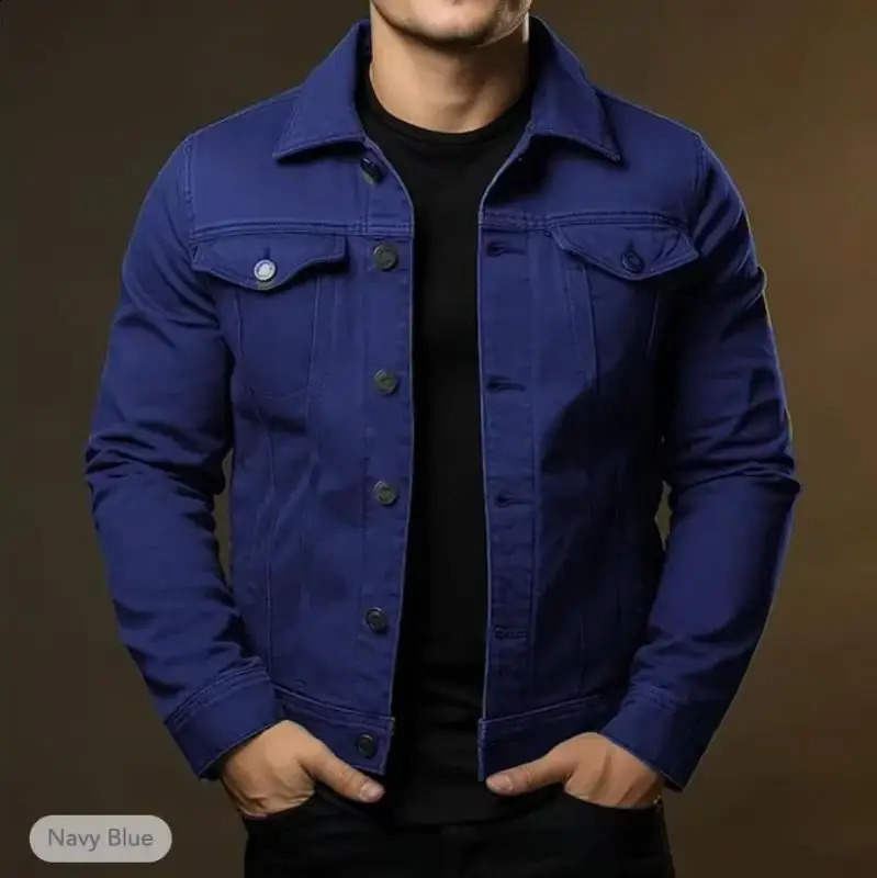 Mens fashionable casual jacket washed denim top autumn loose large mens 240921