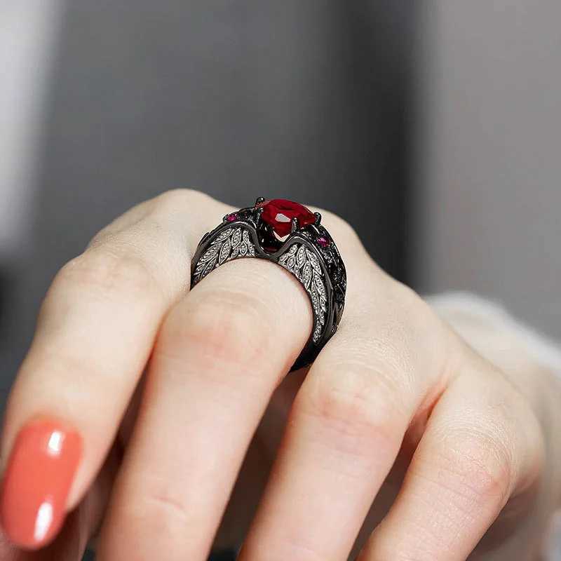 Romantic Red Heart Cubic Zirconia Valentines Day Rings for Lovers Jewelry Wedding Band Stainless Steel Couple Ring RingenX240921