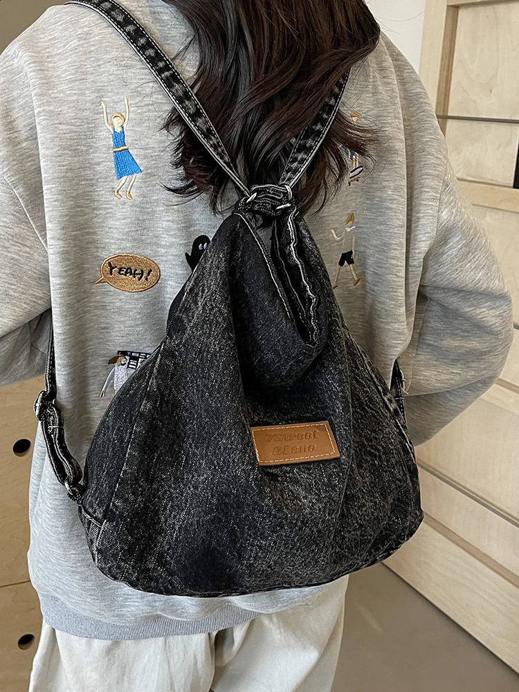 Denim shoulder bag womens cross body casual handbag and wallet trend clutch messenger 240920