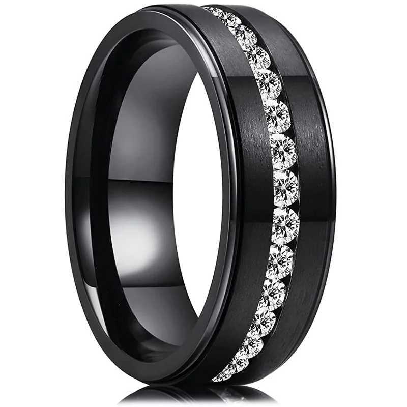 Luxury couple ring sweet love heart-shaped womens ruby ring and black mens Engagement Wedding RingX240921
