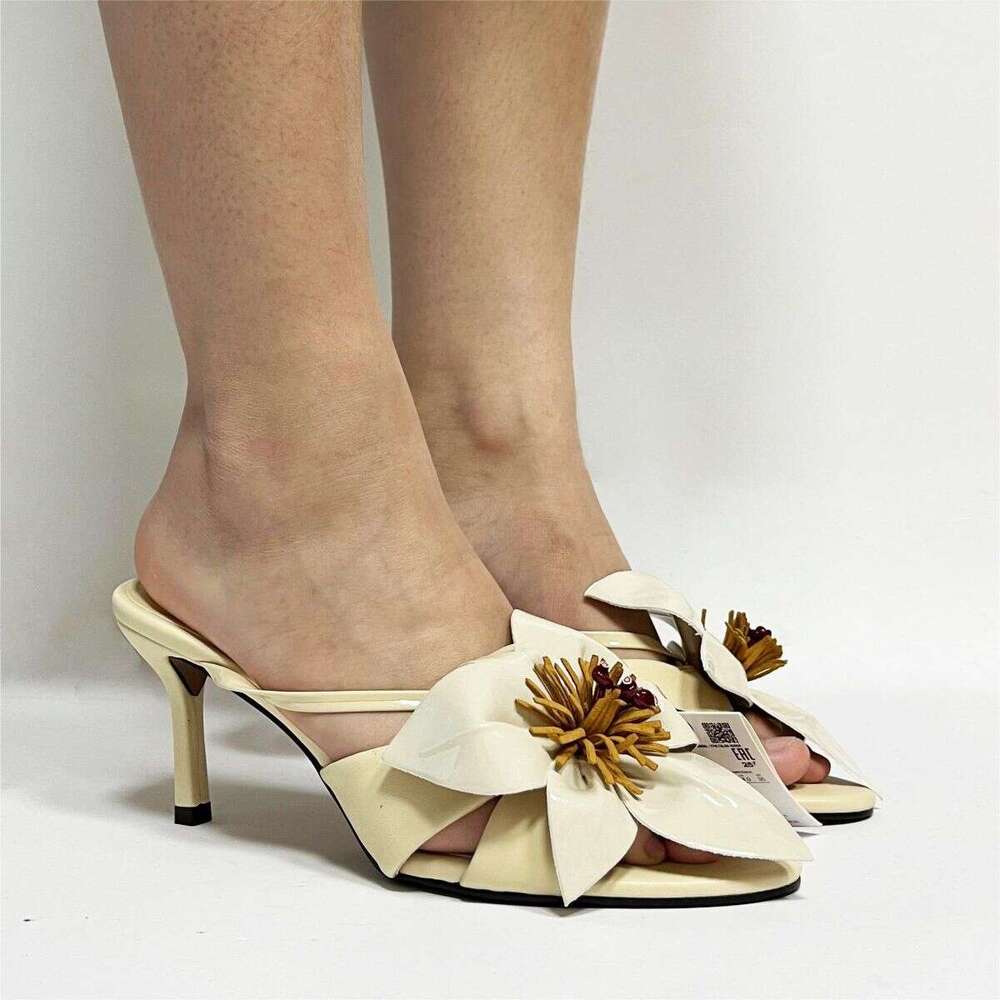 CHMURY Cherry Red wer ral Heeled Sandals Mules Slipper High Heels Shoes for Women 2024 7cm White Summer