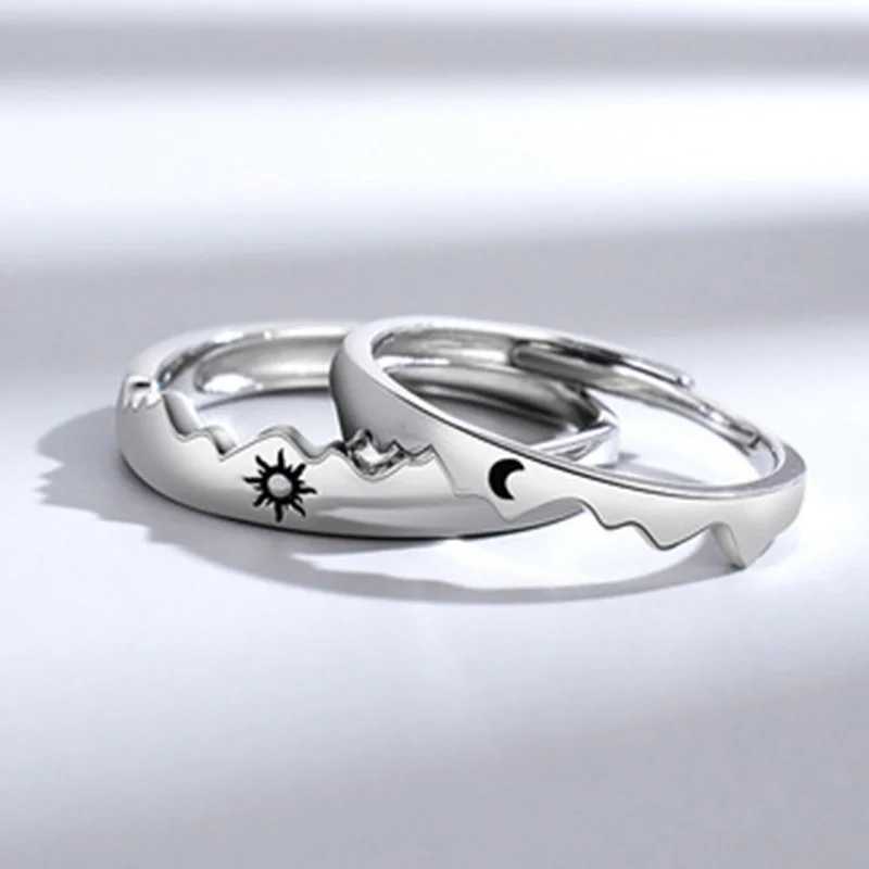 Sun Moon Couple Rings Open Adjustable Ring Eachother Lover Couple Rings Wedding Jewlery Ring Friends Gift Fit for Most Women MenX240921