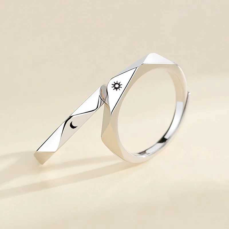 2 Pcs Sun Moon Lover Couple Rings Simple Opening Ring For Couple Men Women Wedding Engagement Promise Valentines Day JewelryX240921