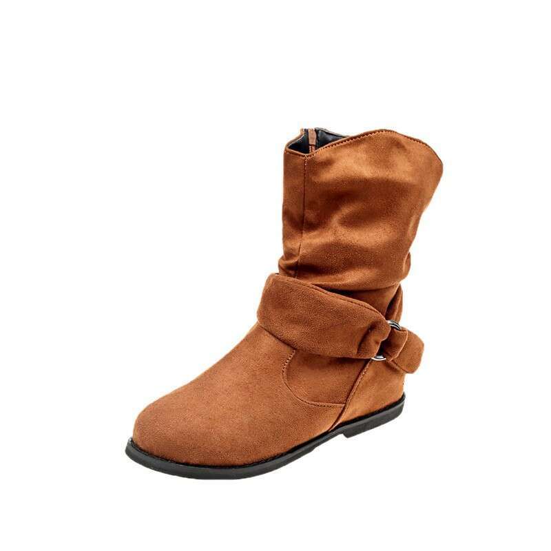Botines Suede and Calf Fashion Fall Low Heel Foot Cover British Wind Platform Boot Large Size Women Shoe