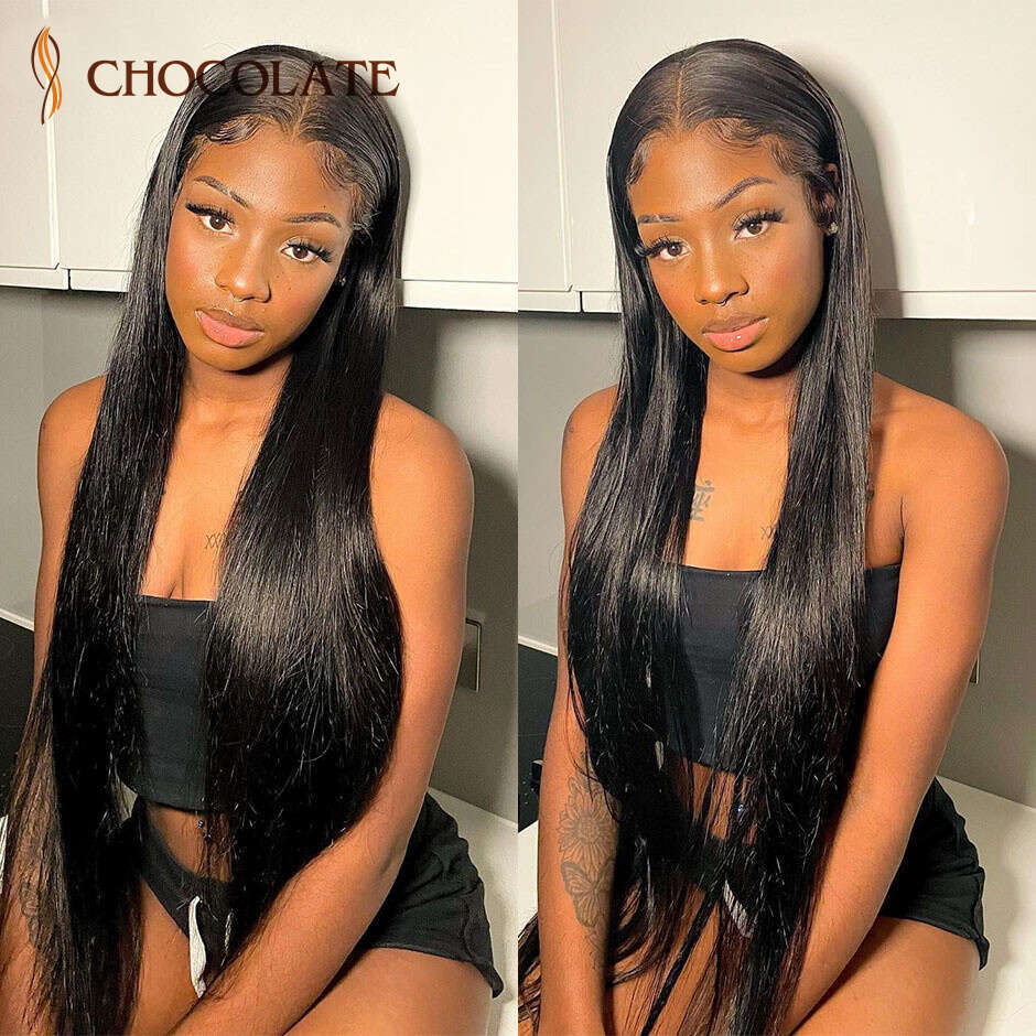32 Inch Mongolian 4x4 HD Pre Bleached Knots For Women Straight 13x4 Lace Front Human Hair Wigs