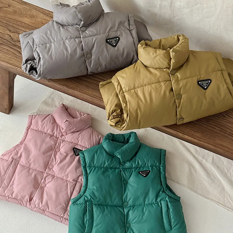 Winter Kids Vests Waistcoats Thicken Warm Down Outerwear Coats Toddler Vest Lightweight Girls Boys Jacket Korea Style 240913