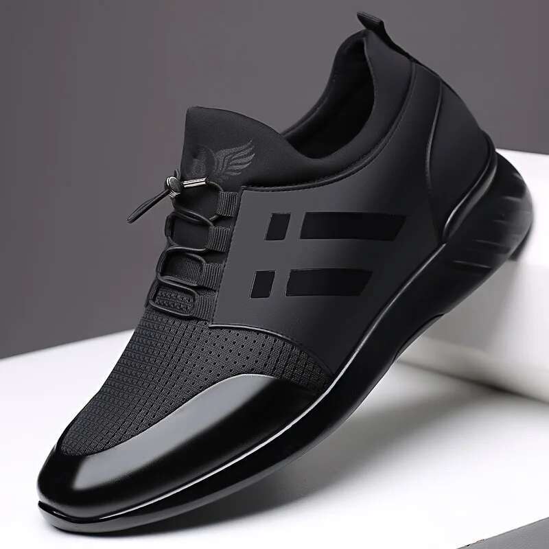 Mens Sneakers Lightweight Running Rubber Males Breathable New Vulcanize for Men Height Increase Leather Shoes