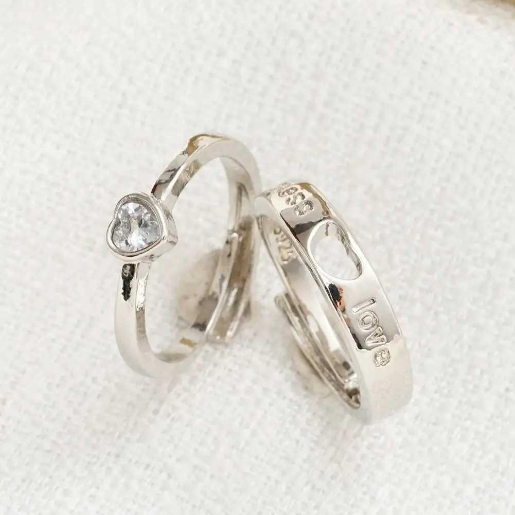 2Pcs/set Couple Rings Adjustable Wedding Jewelry For Women Men Romantic Promise Couple Rings Set Valentines Day JewelryX240921
