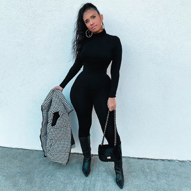 2023 New Autumn And Winter Europe And The United States Fashion Solid Color High Neck Plus Fleece Tight Women's Fiess Slimming