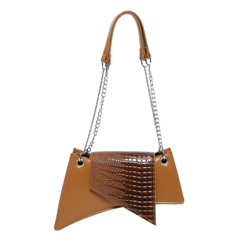 2025 Designer 2024 Korean 3 New Style Fashion Splicing Personalized Chain Underarm Hourglass Single Shoulder Bag