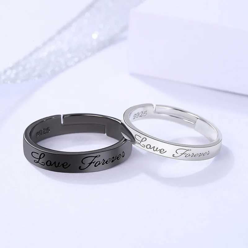 2Pcs/set Romantic Couple Rings For Women Men Punk Heart ECG Black White Forever Love Promise Wedding Ring ValentineS Day GiftX240921