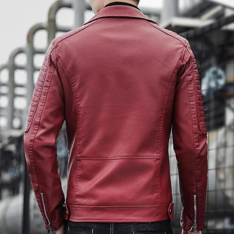 New Autumn Mens High-Quality Korean Fashion Youth Zipper Motorcycle Coat Male Business Casual Faux Leather Jacket