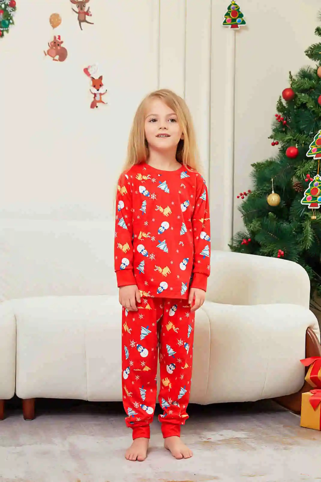 Christmas Childrens Clothing Set Cute Soft 2 Pieces Suit Homewear for Baby Girls Boys Cartoon Print Kids Pajamas Xmas Gift Look 240919