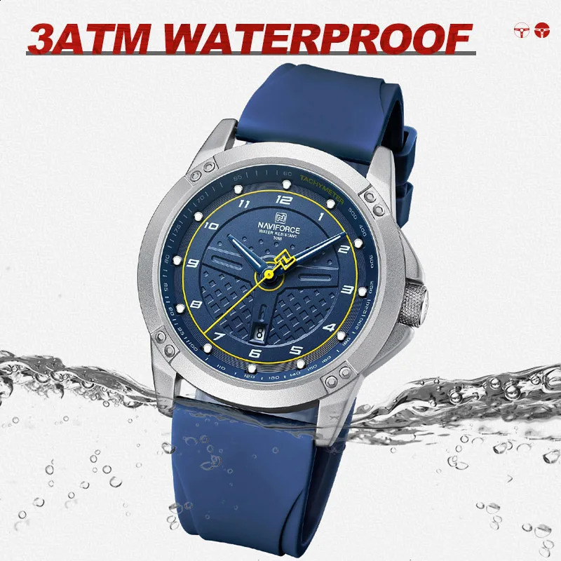 NAVIFORCE Casual Quartz Wristwatch Fashion Waterproof Mens Watches Sport Silicone Strap Male Luminous Clock Relogio Masculino 240919