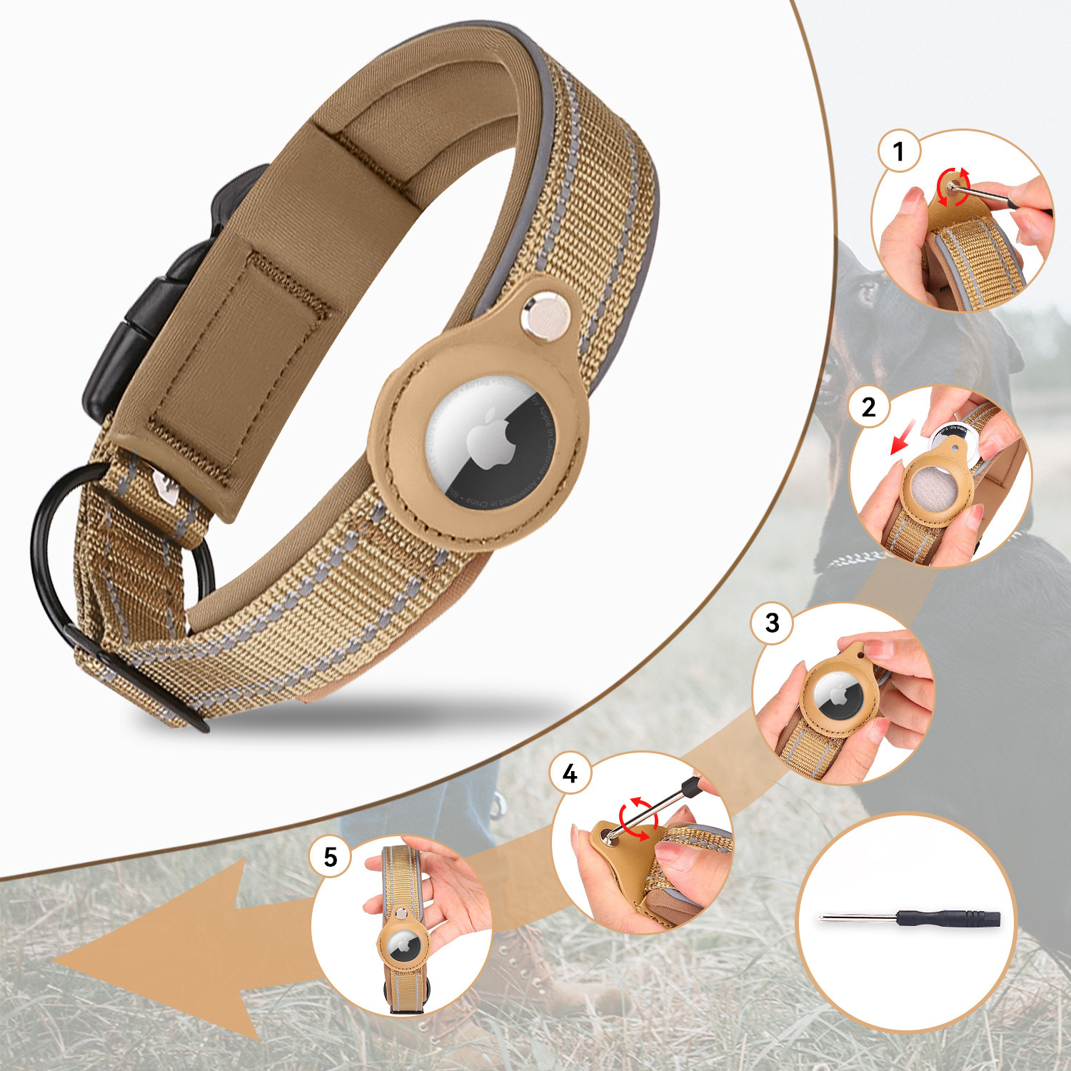 Halloween Fit Airtag tracker protective case dog positioning training collar Nylon pet collar