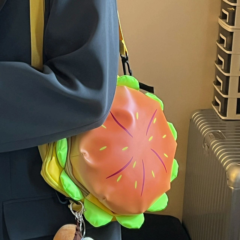 Hamburger cross bag cartoon cheese 3D burger cross bag for women cute and versatile shoulder bag