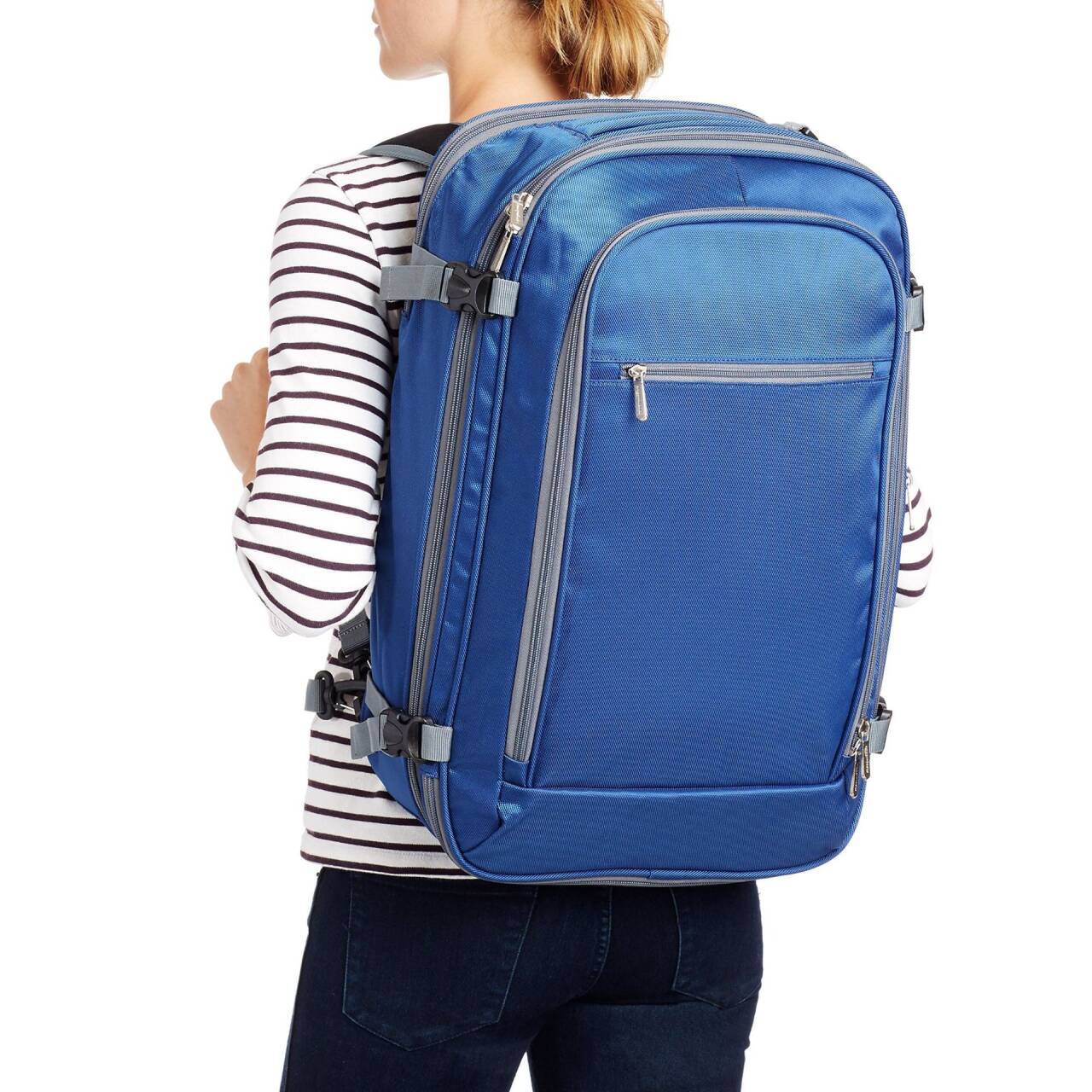 Basics Carry On Travel Backpack, With Internal Zippered Laptop Sleeve, Lightweight yet Durable, Extra Large with Expandable Space, Dual Use As Backpac