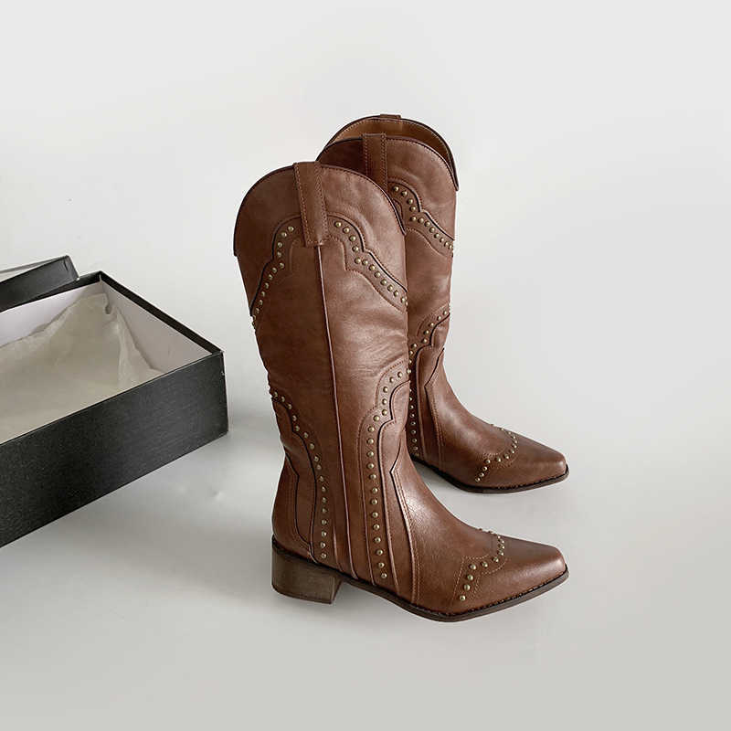 CMM Classic and Versatile Thick Heeled Long Boots for Women New Summer Pointed Toe Slimming and Height Increasing v Neck Knight Boots