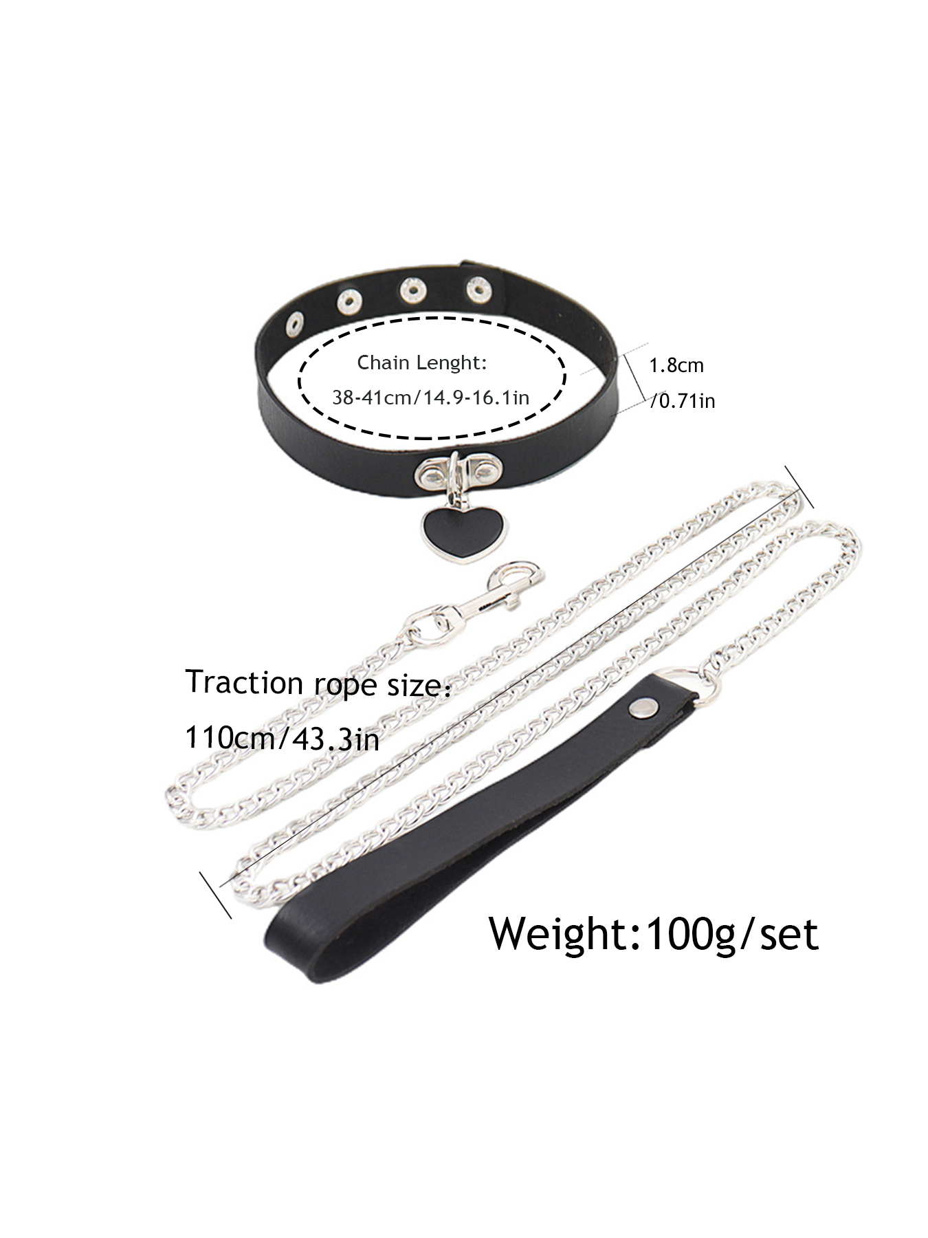 Designer necklace Leather Bell Neck Dark Heart Pendant Collar Neck Ring Chain Necklace Heart Collar