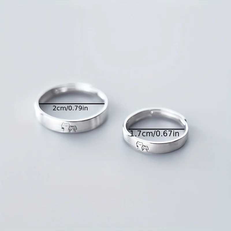 2Pcs Couple Rings Cute Kitten Adjustable Ring Fashion Simple Cat Jewelry Christmas Gift 2023 New In Trendy Simple AccessoriesX240921