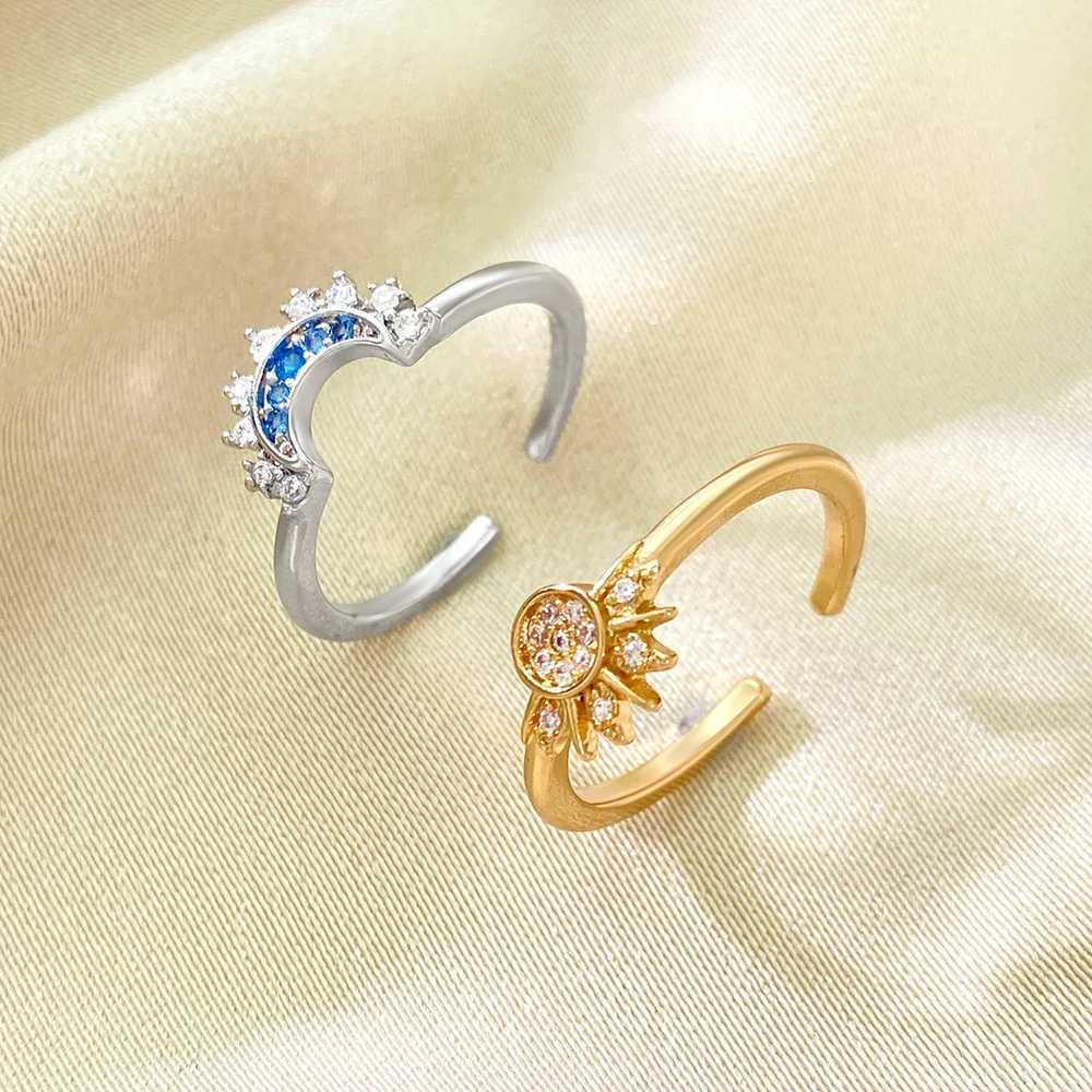 2 sets of cubic zirconia star moon rings couple rings jewelry engagement and proposal rings fashionable party ringsX240921