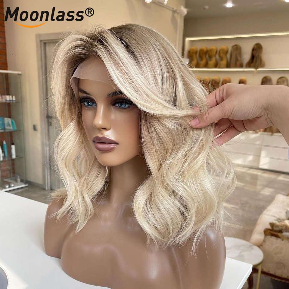 Ash 13x4 Transparent Lace Front 180% Density Blonde Body Wave Wig Straight Preplucked Remy Hair Wigs For Women